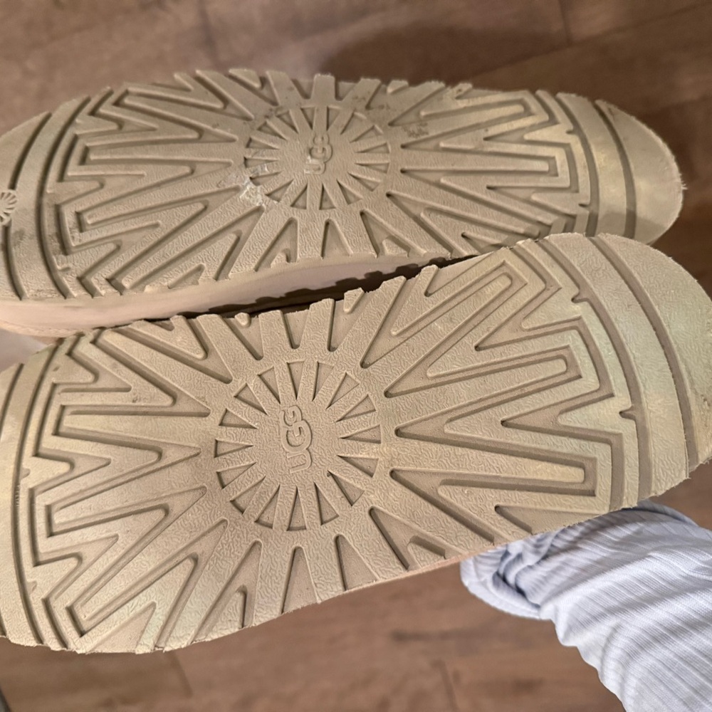 UGG TAZZ PLATFORM Sand/Blue Suede Cozy Slipper sz 9 - Picture 8 of 9